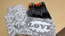 Load image into Gallery viewer, Kuretake Premium MANGA Pen Set (12) with 6 x A5 Colouring Sheets (3 designs) - DaliART