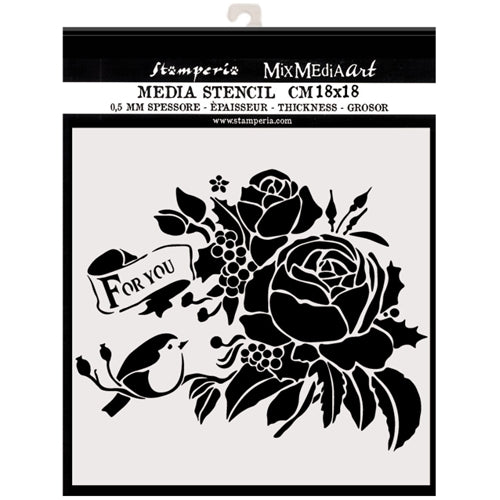 Stamperia 18 x 18 Flexible Stencil For You  KSTDQ47