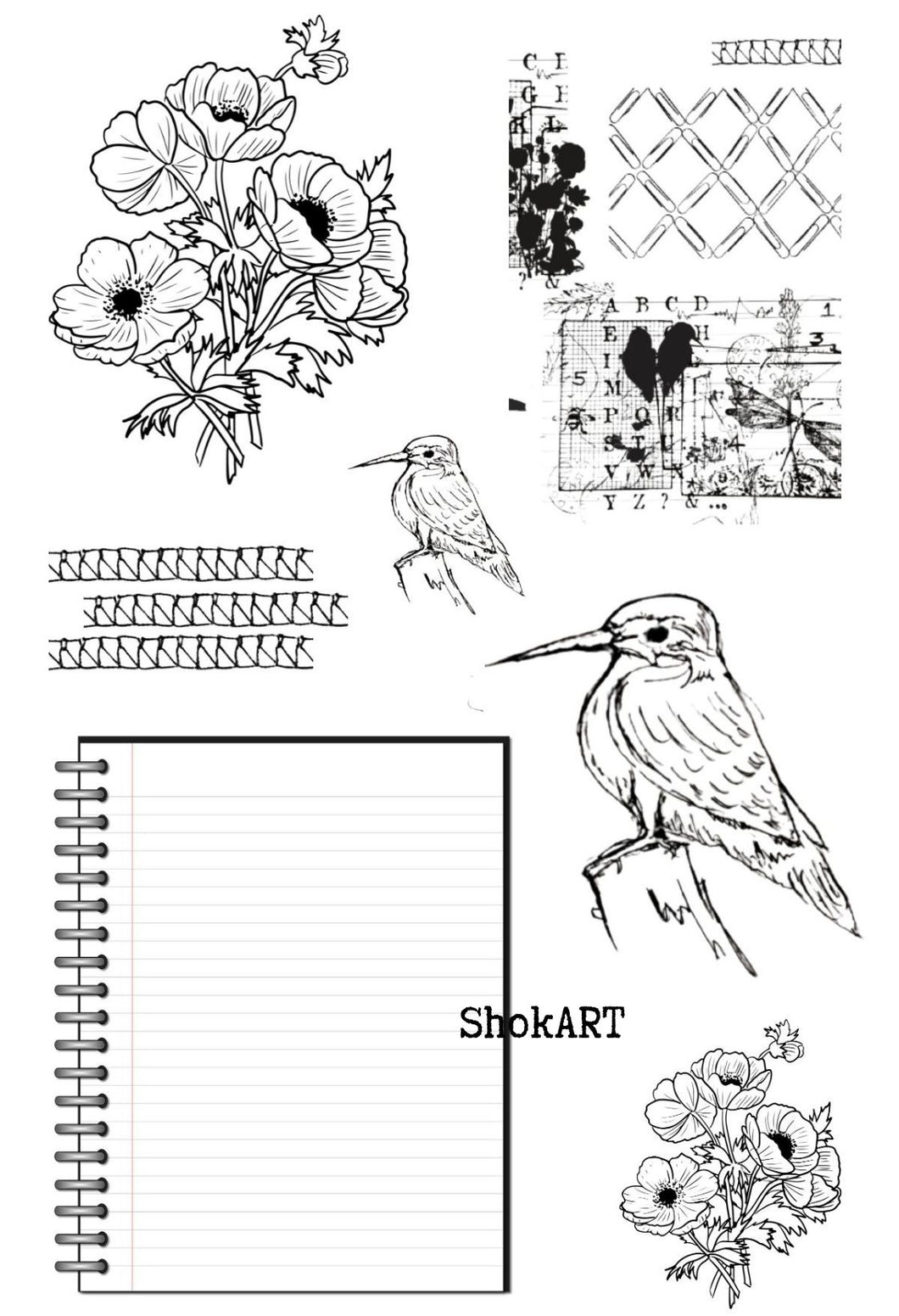 ShokART- Vintage Notebook A6 Stamp - DA0094