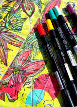 Load image into Gallery viewer, A5 Mixed Media Flower Circles Stamp  - Digital Download
