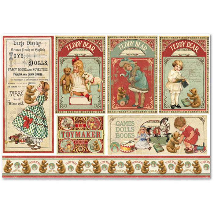 Stamperia 48x33cm Decoupage Rice Paper -Teddy Bear - DFS360