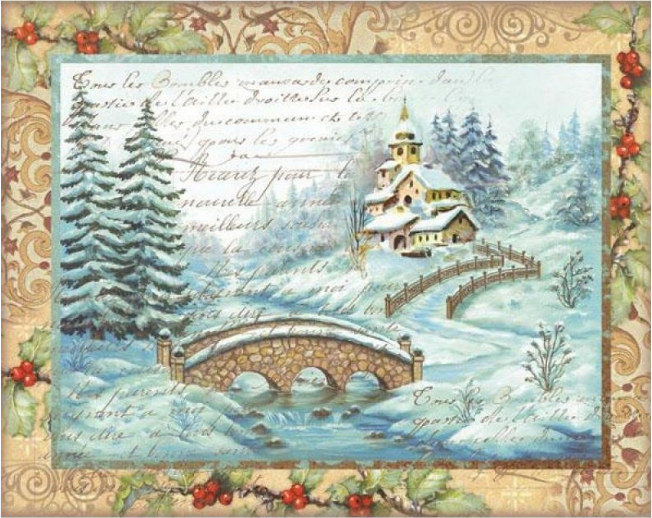 Stamperia A4 Decoupage Rice Paper - Christmas Bridge DFSA4040