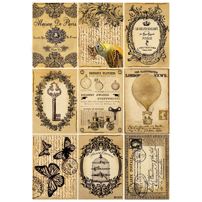 Stamperia A4 Decoupage Rice Paper - Steam Punk Post Cards DFSA4092