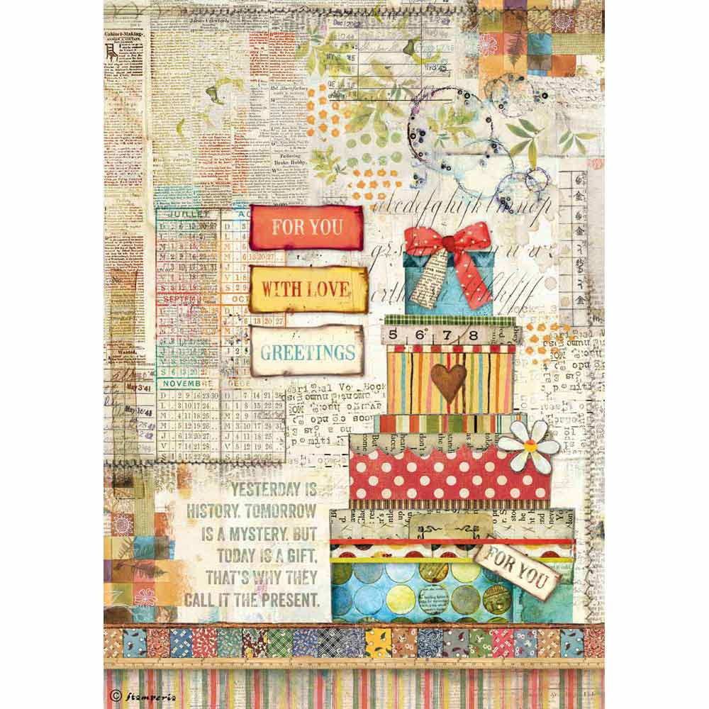 NEW Stamperia A4 Decoupage Rice Paper - Patchwork DFSA4331 - DaliART