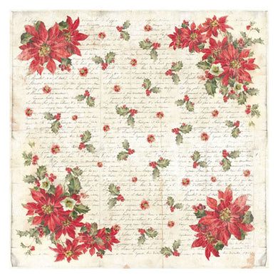 NEW Stamperia 50x 50cm Decoupage Rice Paper Christmas Poinsettia- DFT306 - DaliART