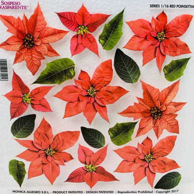 NEW Sospeso Trasparente -Printed Film Red Poinsettia - S1/16 - DaliART