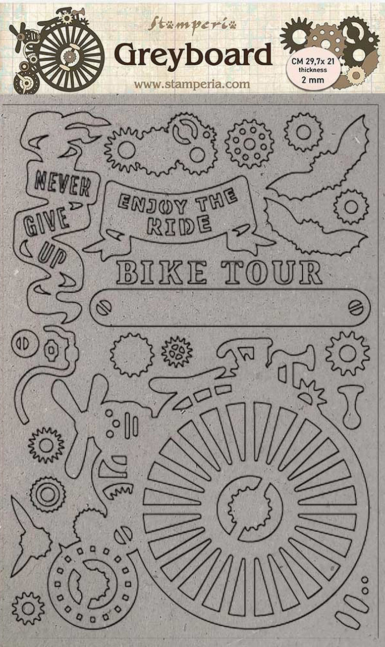 Stamperia Greyboard A4/1 mm - Voyages Bicycle - KLSPDA428
