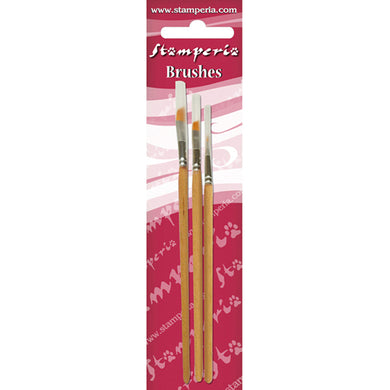 NEW Stamperia  Set of 3 Oblique Tip Brushes 4-6-8 - KR105B - DaliART