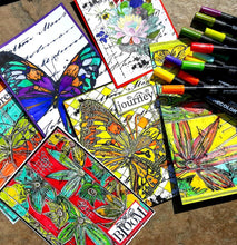 Load image into Gallery viewer, Kuretake Premium MANGA Pen Set (12) with 6 x A5 Colouring Sheets (3 designs)
