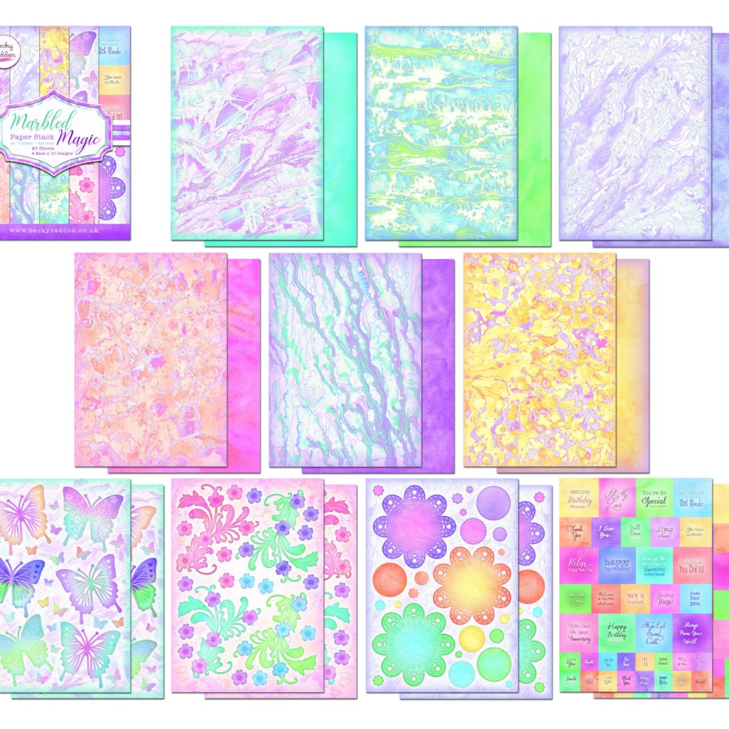 Becky Seddon Marbled Magic- A4 Double - Sided Paper Stack - DaliART