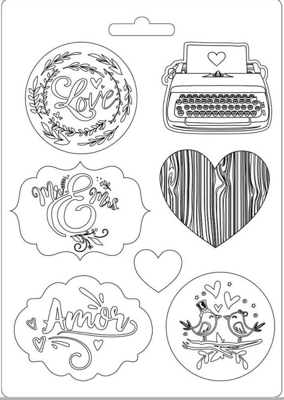 Stamperia Texture Impression Moulds - A5 -  Love Story Amor -K3PTA551