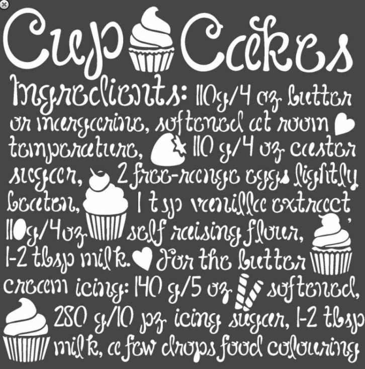 Stamperia 18 x 18 Flexible Stencil CupCake KSTDQ60