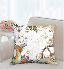 Load image into Gallery viewer, Dali Graham Designs - Clockwork Deer/ Orange Roses Cushion - 45.7 x 45.7 cm

