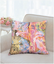 Load image into Gallery viewer, Dali Graham Designs - Clockwork Deer/ Orange Roses Cushion - 45.7 x 45.7 cm
