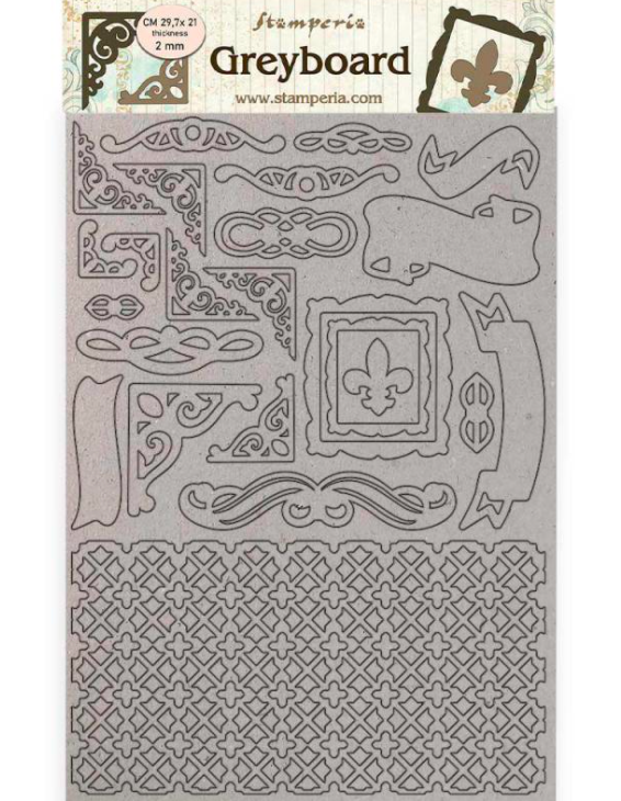 Stamperia Greyboard A4/1 mm -Sleeping Beauty Frames - KLSPDA432