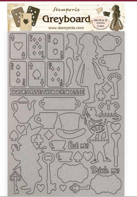 Stamperia Greyboard A4/1 mm - Alice - KLSPDA439