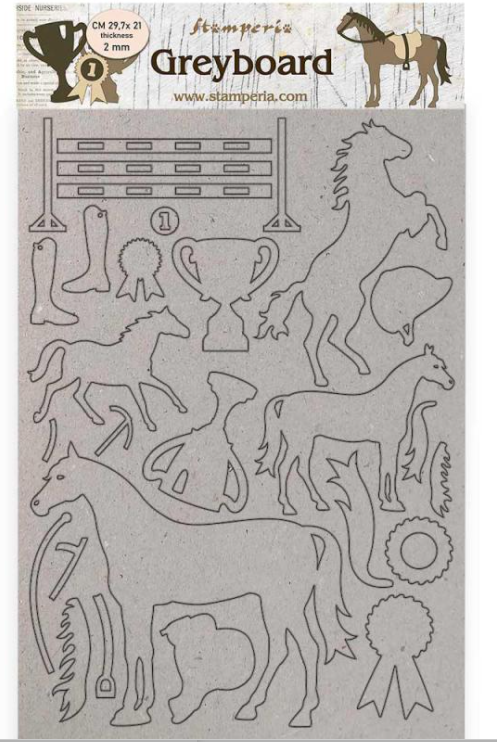 Stamperia Greyboard A4/1 mm - Horses Trophy - KLSPDA434