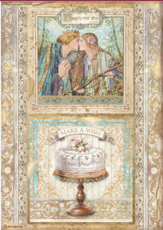 Stamperia A4 Decoupage  Rice Paper Sleeping Beauty -Cake Frame DFSA4573