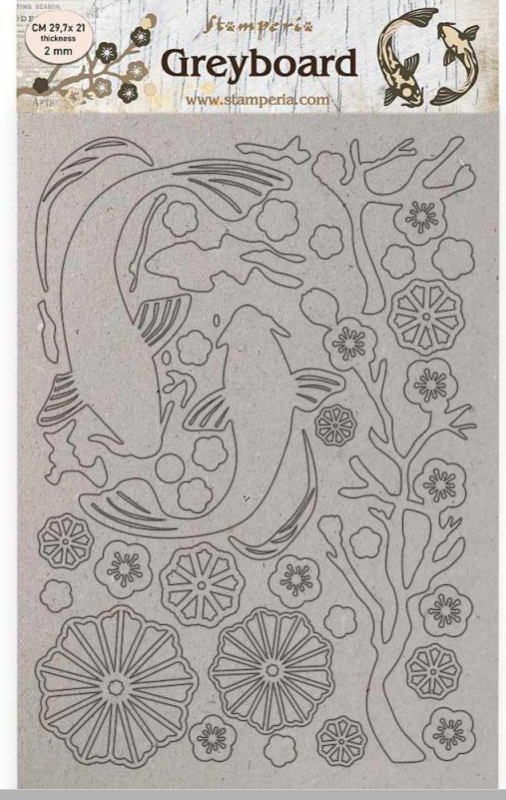 Stamperia Greyboard A4/1 mm -Sir Vagabon Japan Fish - KLSPDA444