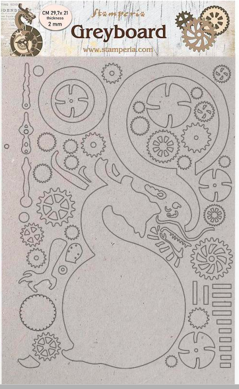 Stamperia Greyboard A4/1 mm -Sir Vagabond Japan Dragon - KLSPDA445