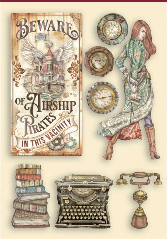 Stamperia Wooden Shapes A5 Lady Vagabond Lifestyle Typing Writer KLSP112