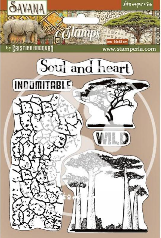 Stamperia HD Natural Rubber Stamp cm 14x18 -Savana Crackle Tree- WTKCC212