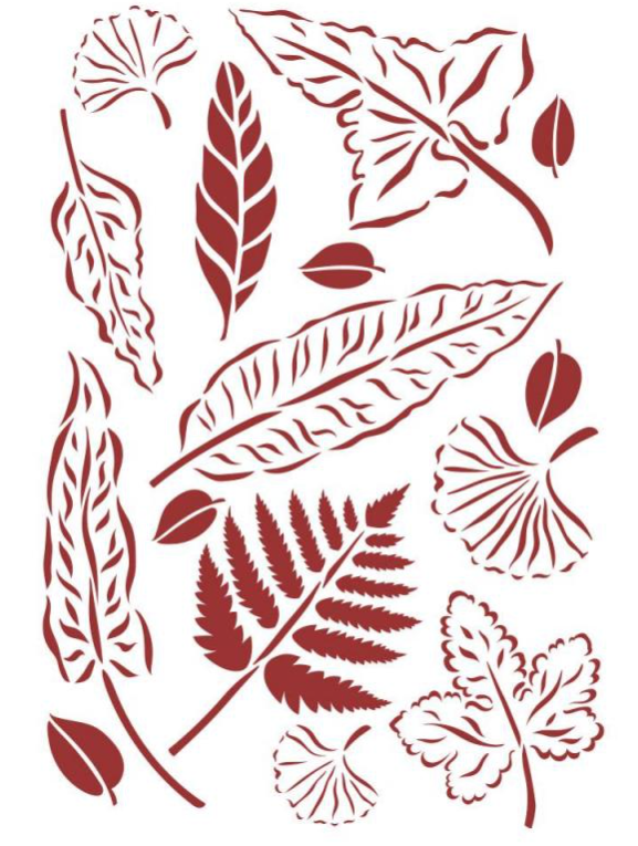 Stamperia Stencil - Flexible transparent 21x29,7cm -Romantic Garden House Leaves-KSG496