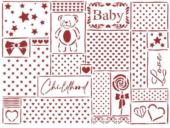 Stamperia Stencil - Flexible transparent 15cm x20cm-Daydream Patchwork- KSD313
