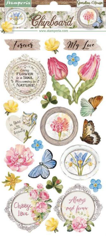 15x30cm Chipboard -Romantic Garden - DFLCB54
