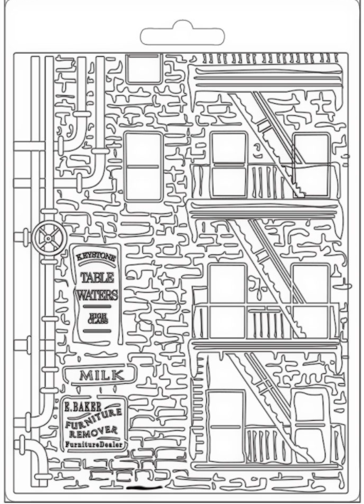 Stamperia Texture Impression Moulds - A5 -Sir Vagabond New York Windows -K3PTA5624