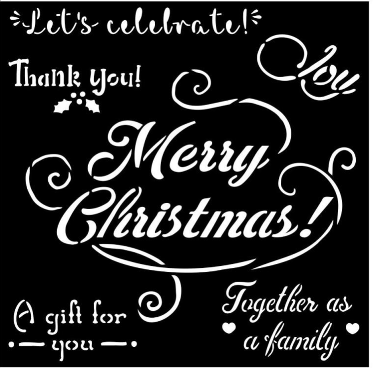 Stamperia 18 x 18 Flexible Stencil Merry Christmas  KSTDQ72