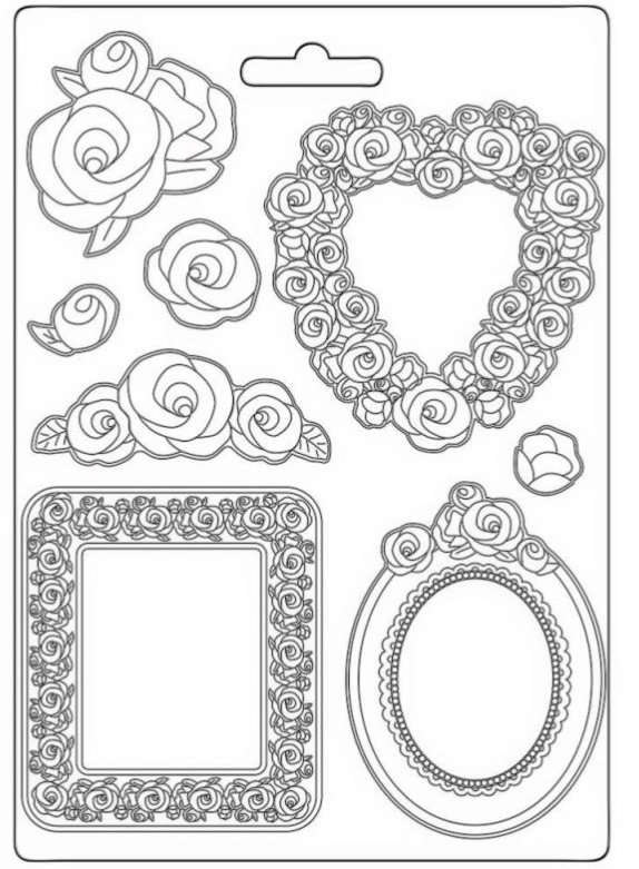 Stamperia  Mould A4 - Rose Parfum frames & fragrance -K3PTA4554