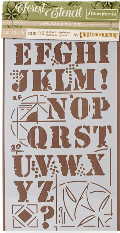 Stamperia Stencil - Thick Stencil -12 x25cm Forest Alphabet- KSTDL32
