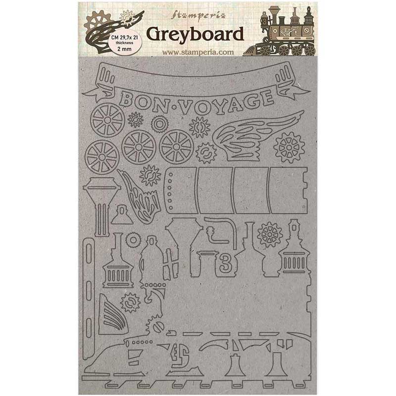 Stamperia Greyboard A4/1 mm - Voyages Train - KLSPDA426